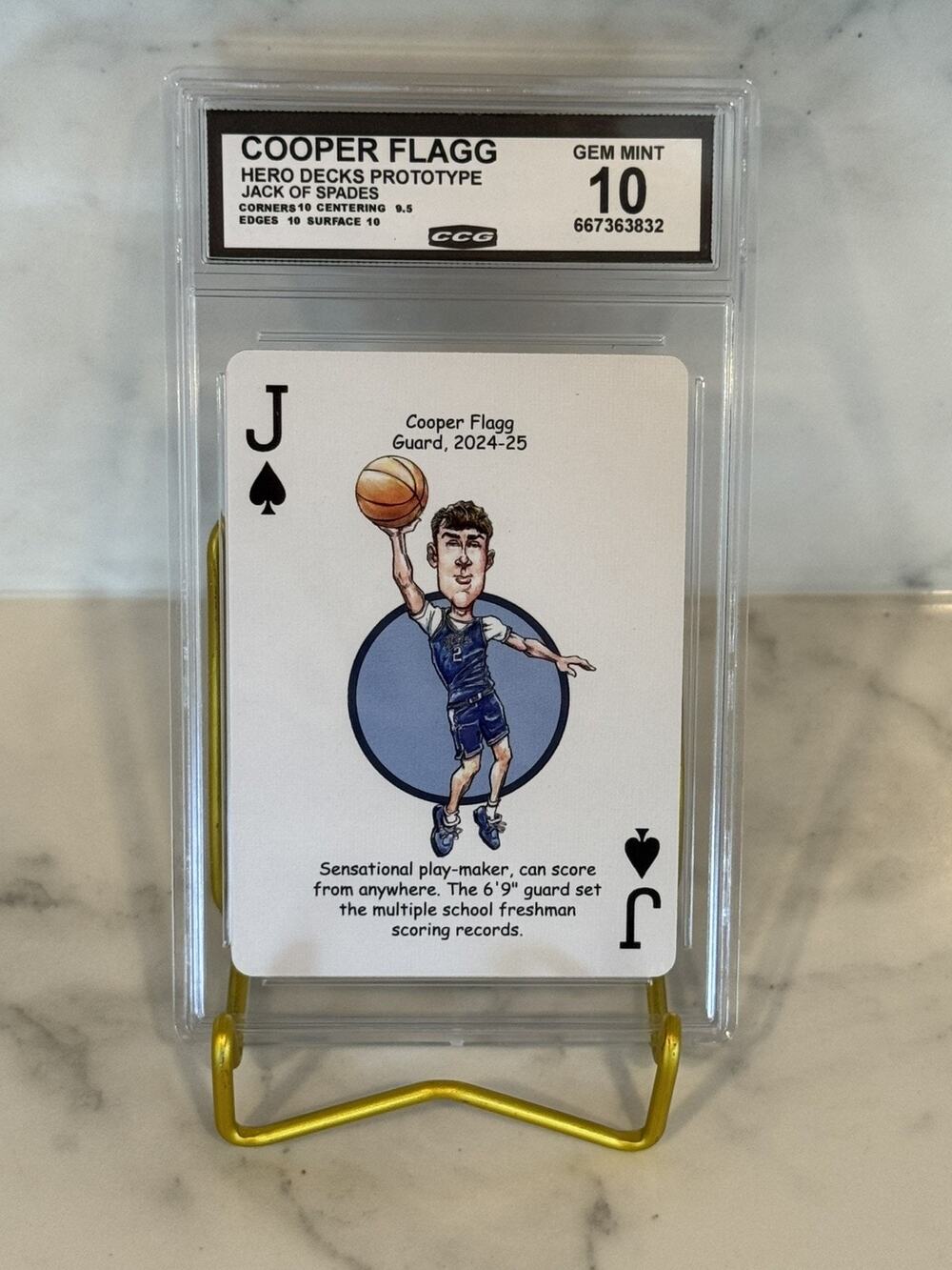 Cooper Flagg Hero Decks Prototype Jack of Spades Graded Gem Mint 10 - 2025 ROTY